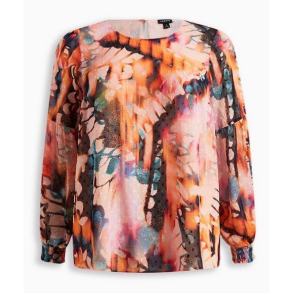 🆕 Chiffon Clip Dot Blouson Sleeve Blouse Top 1 1X 14 16 NWT Torrid New! - Picture 5 of 6